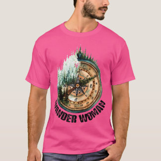 Camiseta Una Mujer Que Explora Ir Fuera De Camping Senderis