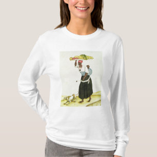 Camiseta Una mujer que lleva una bandeja de fruta en su