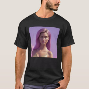 Camiseta Una Mujer Que Sueña Fuertemente Nubes Rosa Fluffy