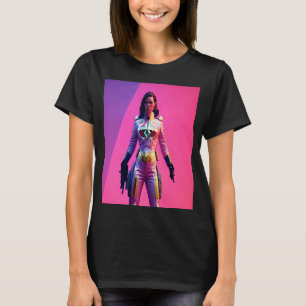 Camiseta Una mujer rosa morado salva el mundo con una pála