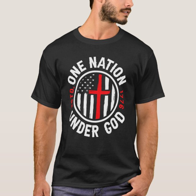 Camiseta Una nación bajo Dios Bandera Estadounidense Patrió (Anverso)