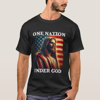 Camiseta Una nación bajo Dios Bandera Estadounidense y Jesú