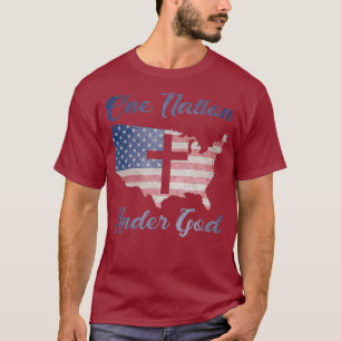 Camiseta UNA NACIÓN BAJO DIOS Cristianos Cruz Americana