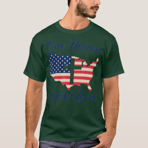 Camiseta UNA NACIÓN BAJO DIOS Cristianos Cruz Americana