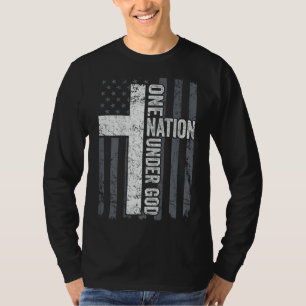 Camiseta UNA NACIÓN BAJO DIOS - Cruz de Culto Cristiano Fla