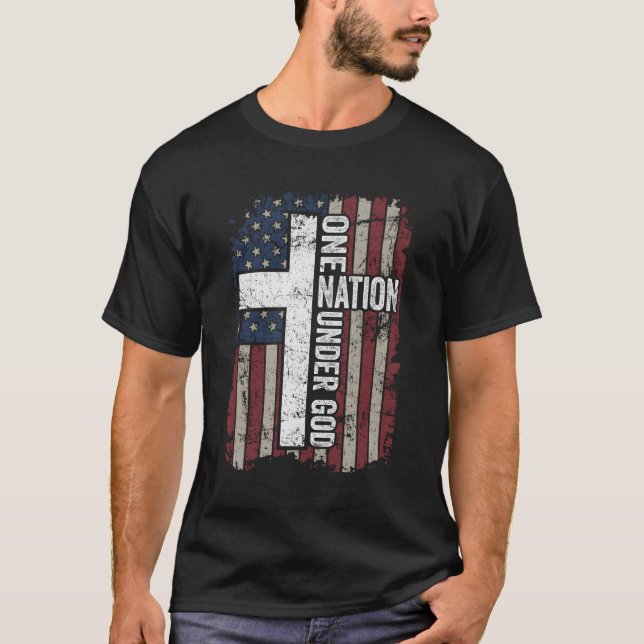Camiseta Una Nación Bajo Dios Culto Cristiano Usa Cross F (Anverso)