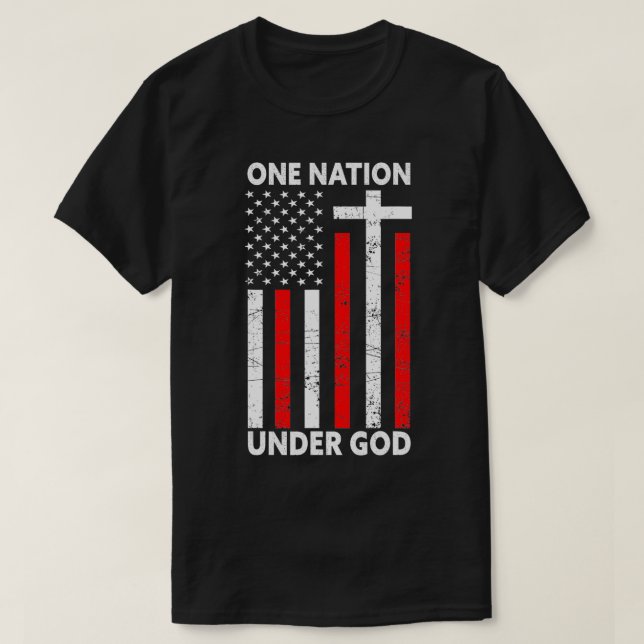 Camiseta Una nación bajo Dios Fe Estadounidense Estados Uni (Diseño del anverso)