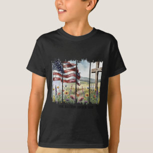 Camiseta Una Nación Bajo Dios Jesús Cruz Cristiana Bandera 