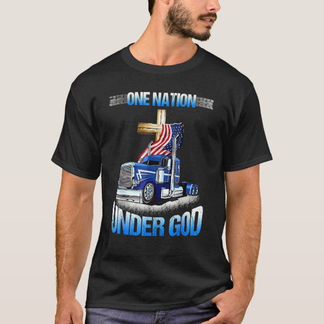 Camiseta Una Nación Bajo Dios Jesús Cruzó La Bandera Estado (Anverso)