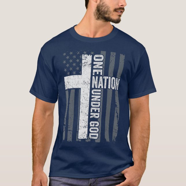 Camiseta UNA NACIÓN BAJO DIOS Patriótico Cristiano EEUU (Anverso)