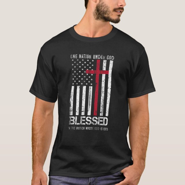 Camiseta Una nación bajo Dios Patriótico de la Bandera Esta (Anverso)