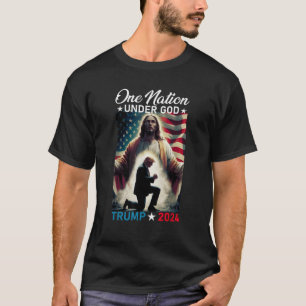 Camiseta Una nación bajo Dios Trump 2024 Dios Bandera Ameri