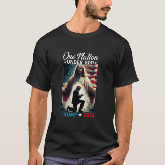 Camiseta Una nación bajo Dios Trump 2024 Dios Bandera Ameri
