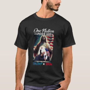 Camiseta Una nación bajo Dios Trump 2024 Dios Bandera Ameri