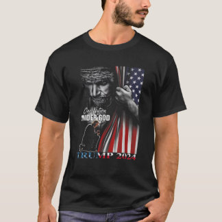 Camiseta Una nación bajo Dios Trump 2024 Dios Bandera Ameri