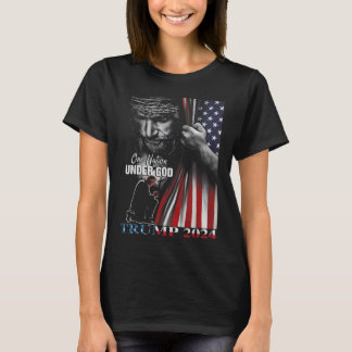 Camiseta Una nación bajo Dios Trump 2024 Dios Bandera Ameri
