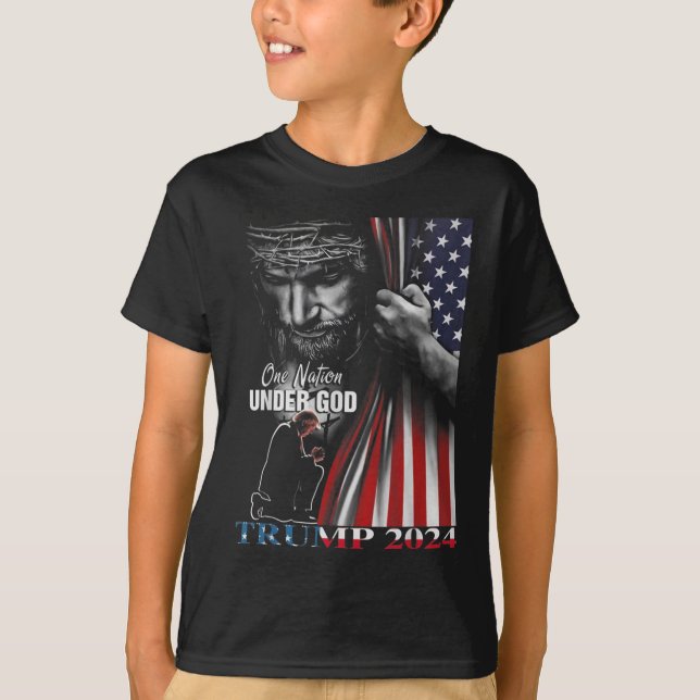 Camiseta Una nación bajo Dios Trump 2024 Dios Bandera Ameri (Anverso)