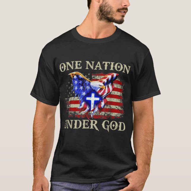 Camiseta una nación bajo el dios patriótico cristiano de ee (Anverso)