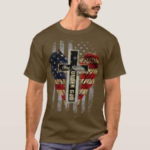 Camiseta Una nación bajo la bandera angustiada de Dios Patr