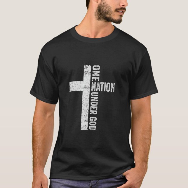 Camiseta UNA NACIÓN BAJO LA bandera cristiana cristiana de  (Anverso)