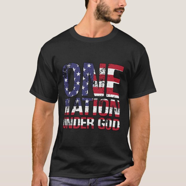 Camiseta Una Nación Bajo La Bandera De Dios 4 De Julio Patr (Anverso)
