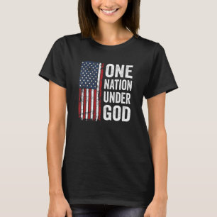 Camiseta Una nación bajo la bandera patriótica cristiana de