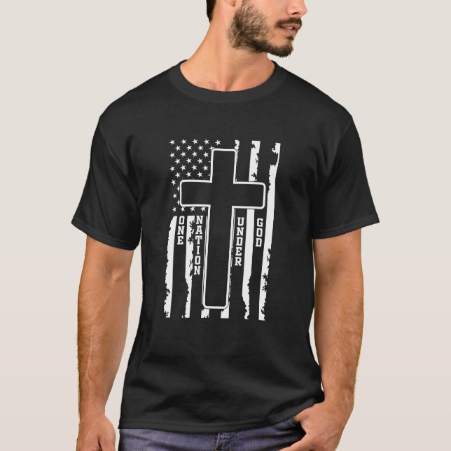 Camiseta Una nación bajo la cruz de Dios y la bandera estad (Anverso)