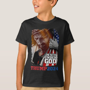 Camiseta Una nación bajo la presidencia de Dios Trump 2024