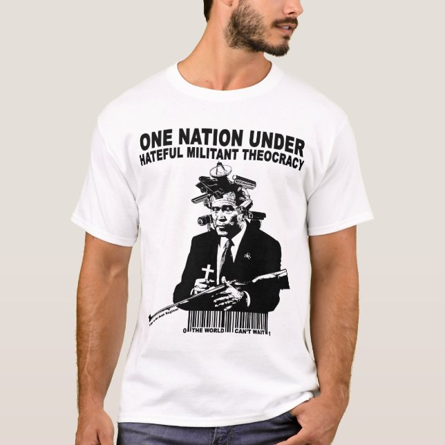 Camiseta Una nación bajo teocracia odiosa militante (Anverso)