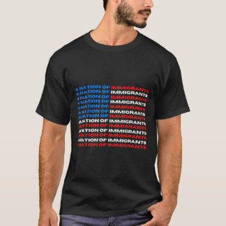 Camiseta Una nación de inmigrantes rojo, blanco y azul de E