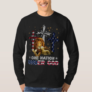 Camiseta Una nación leona bajo Dios, una bandera estadounid