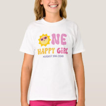 Una niña feliz Retro Sol Cumpleaños personalizado