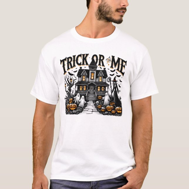 Camiseta Una noche aterradora con fantasmas y calabazas en  (Anverso)