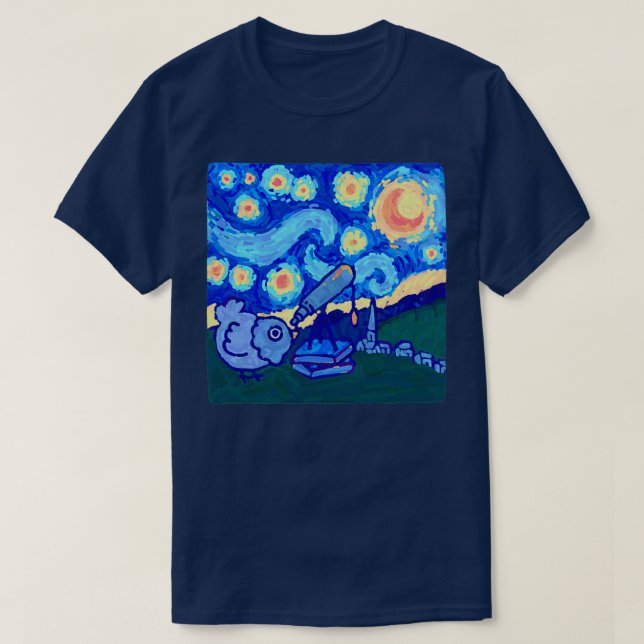 Camiseta Una paloma mirando las estrellas 1 (Diseño del anverso)
