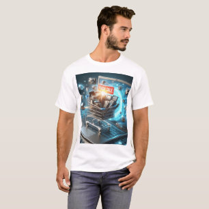 Camiseta una pantalla de una laptop con un signo rojo que d