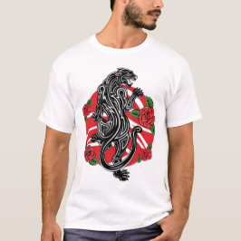 Camiseta Una pantera tribal con Rosas