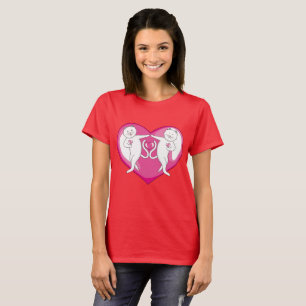 Camiseta Una pareja de gatos blancos y cortos baila con amo