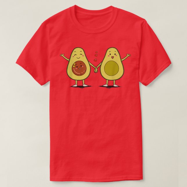 Camiseta Una pareja familiar de aguacate lindo con un regal (Diseño del anverso)