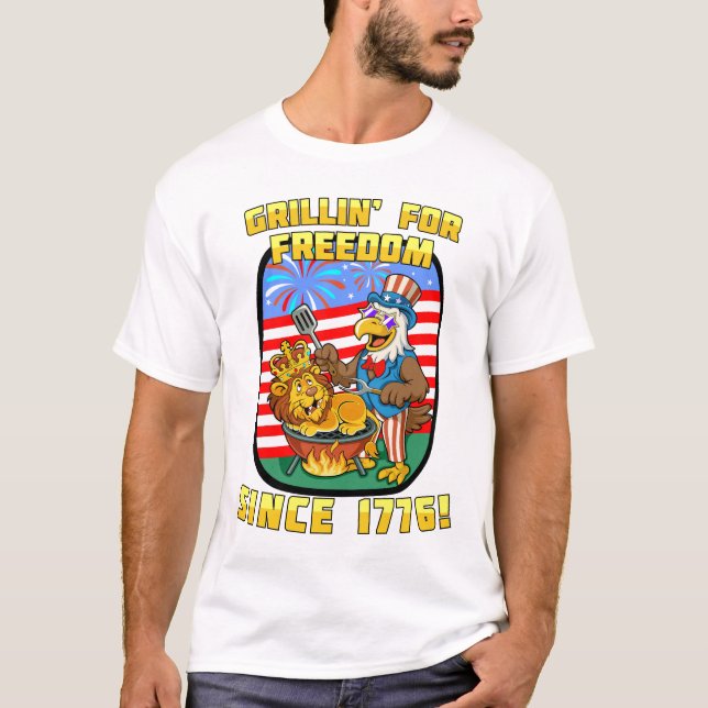 Camiseta Una parrilla en honor a la libertad. 1776 (Anverso)