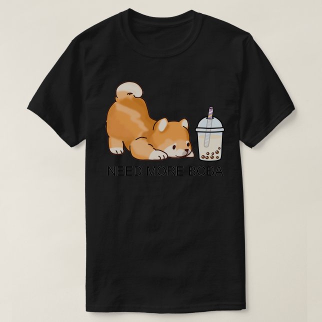Camiseta Una pequeña Shiba linda necesita más Boba (Diseño del anverso)