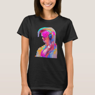 Camiseta Una Persona Escuchando Música En Los Audífonos Ai