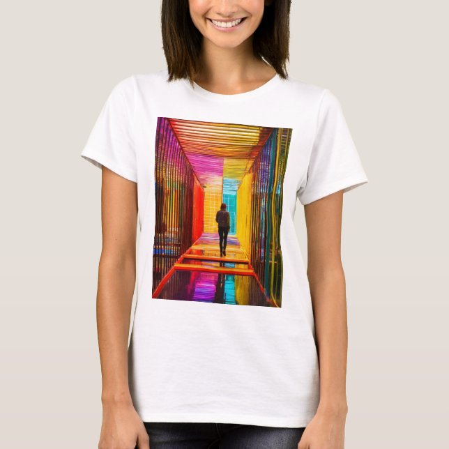 Camiseta Una persona se para en medio de un vasto laberinto (Anverso)
