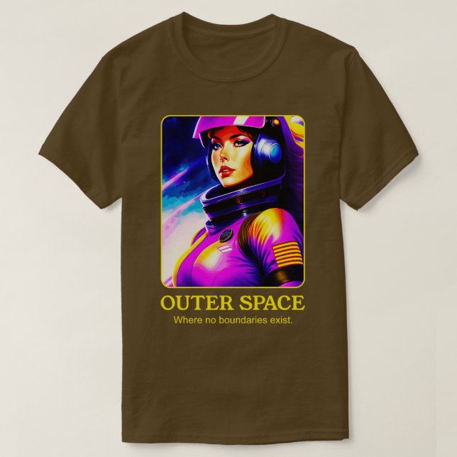 Camiseta una piloto espacial femenina en una galaxia distan (Diseño del anverso)