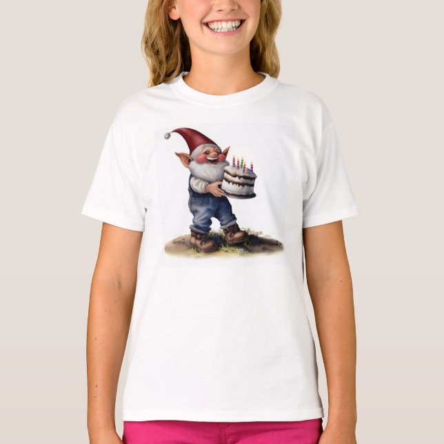 Camiseta Una pintura acuarela de un gnomo feliz (Anverso)
