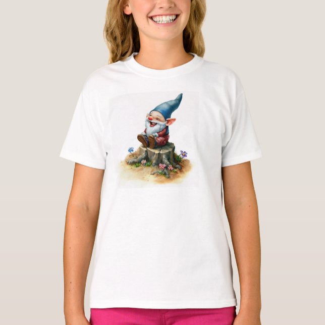 Camiseta Una pintura acuarela de un gnomo feliz (Anverso)