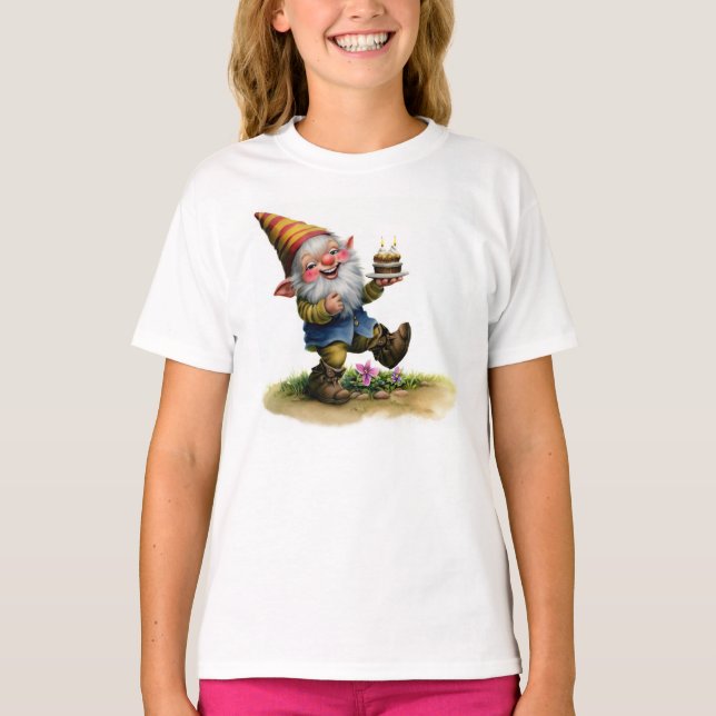 Camiseta Una pintura acuarela de un gnomo feliz (Anverso)