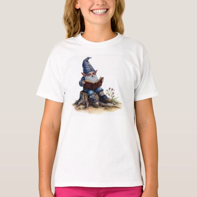 Camiseta Una pintura acuarela de una vieja lectura del gnom (Anverso)