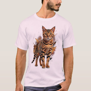 Camiseta Una pintura con ojos vigilantes: Un gato Bengal en