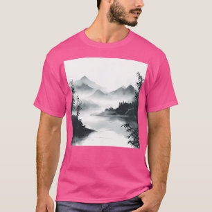 Camiseta Una Pintura De Tinta De Estilo Sumi-E De Un Estilo