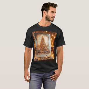 Camiseta una pintura de un árbol de navidad está sobre una